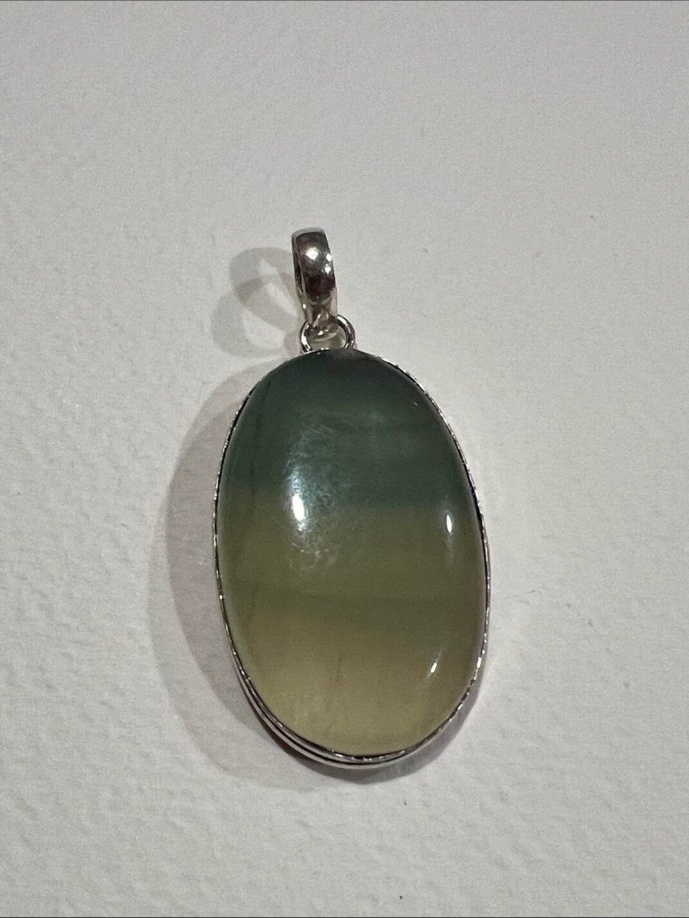 Sterling Silver Green Ombre Fluorite Oval Pendant Necklace